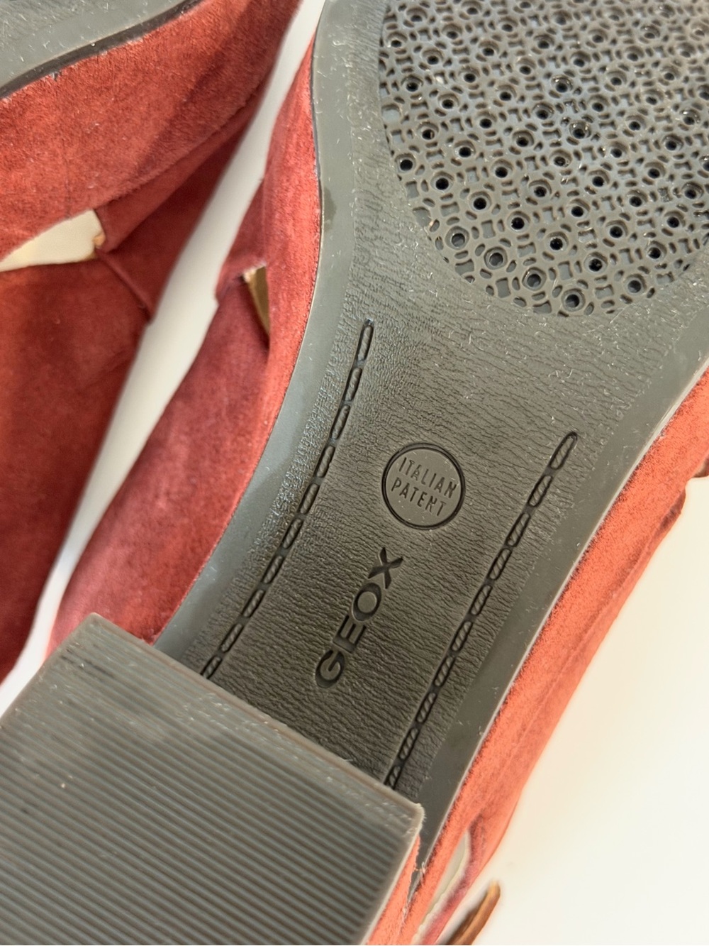 Geox Women's Suede Platform Slingback Heels in Burgundy Wine Red - Picture 12 of 12